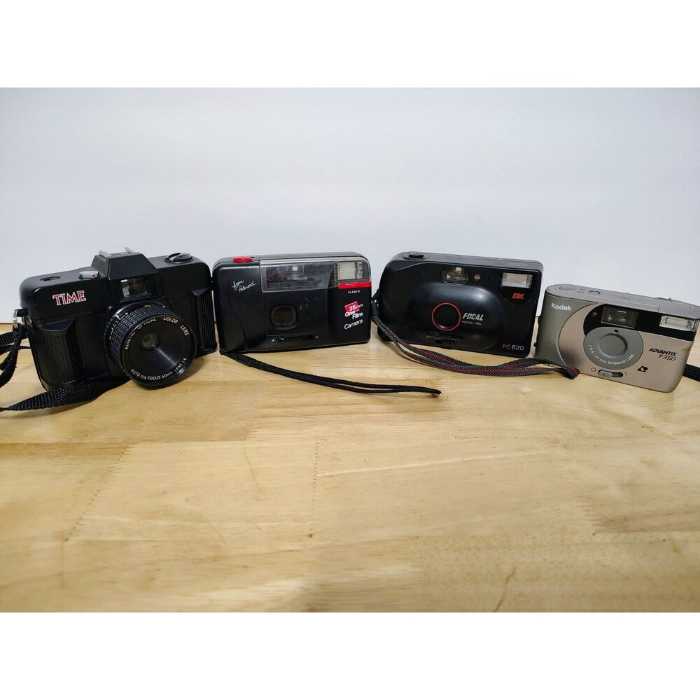 Lot Of Four 35 mm Cameras Kodak Advantix Time Focal Polaroid Brand Untested